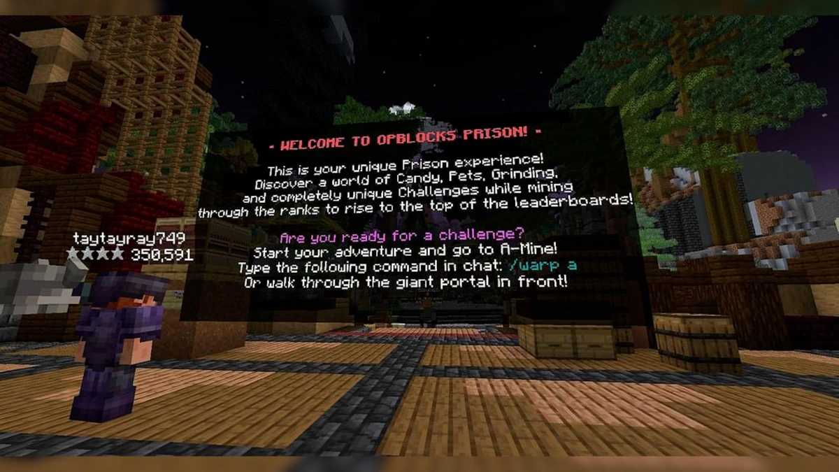 OPBlocks Prison server lobby screenshot