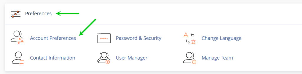 Under preferences section click the Account Preferences
