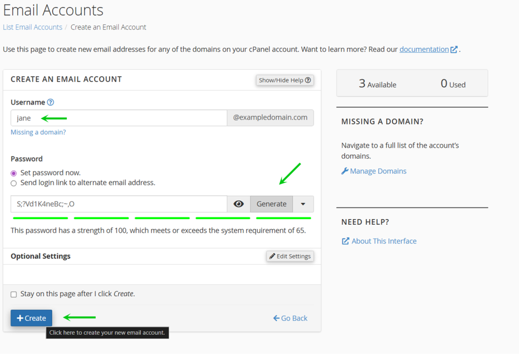 Fill in all required details and finally click Create