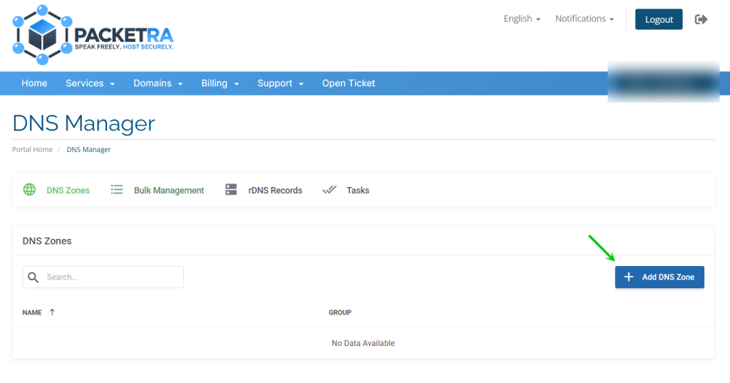 DNS Manager, create a zone record if it doesn't exist