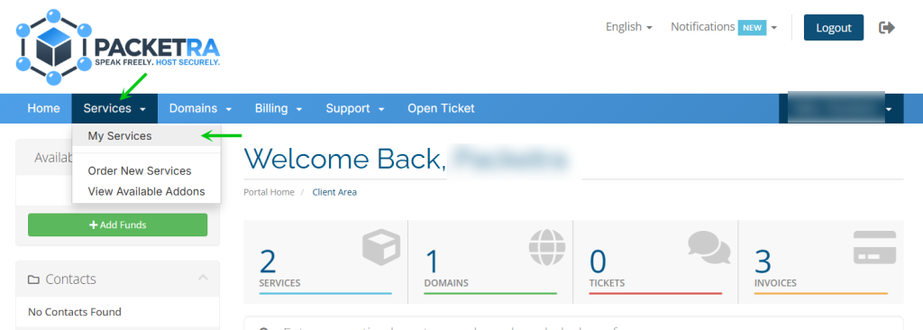 Step 1: Click your Services