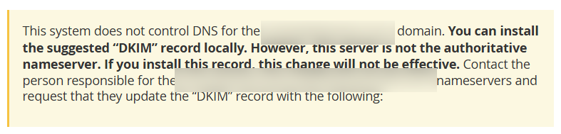 Warning: Domain is not being managed by the hosting nameservers