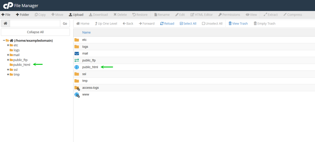 Click Public_html directory inside the file manager