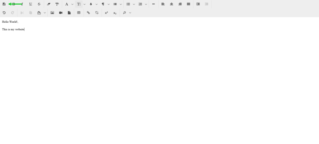 Editor opens, you can now add content to your file and hit the save button.