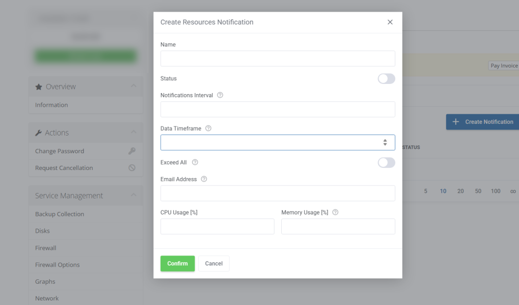 Create resource notification