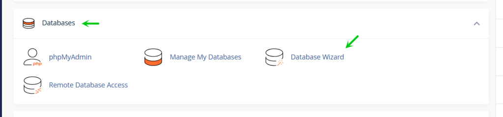 Under databases, click the Database Wizard button