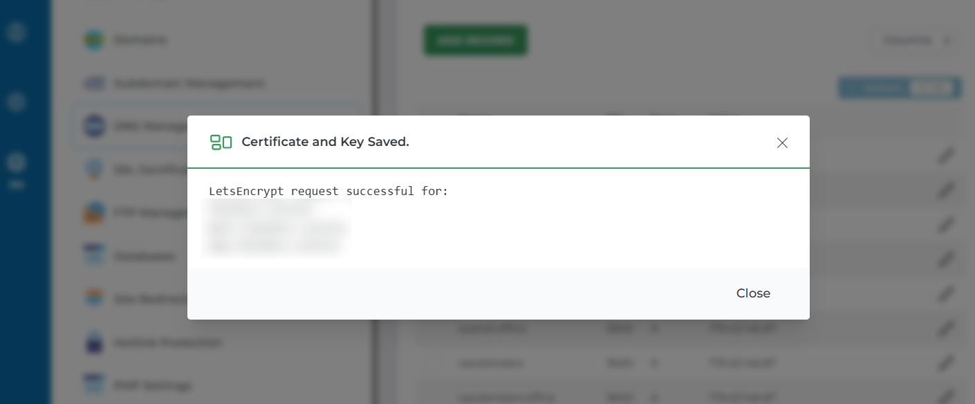 Successful LetsEncrypt SSL request