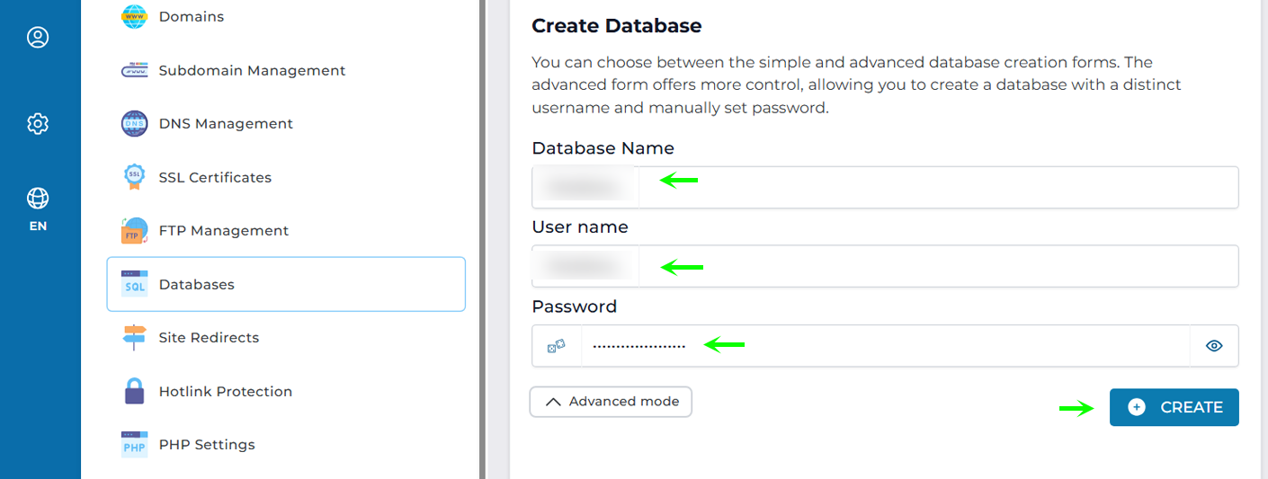 Create screen where Database is created.